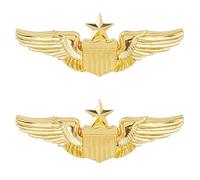 SUPERFINDINGS 2Pcs Wings Pin Gold Wing Pilot Badge Pilot Costume Lapel Pin Alloy Brooch Air Force Wing Pins Metal Aviator Brooch for Hat Shirt Jacket Uniform Costume