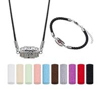 SUPERFINDINGS 2Styles Essential Oil Diffuser Necklace Bracelet Aromatherapy Locket Pendant Set with 20Pcs Perfume Pads Adjustable Necklaces Bangle