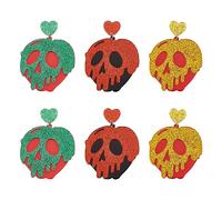 SUPERFINDINGS 3 Colors Poison Fruit Earrings Halloween Skull Dangle Earrings Snow White Witches Earrings Unique Acrylic Pumpkin Earrings Ghost Face Earrings for Women Halloween Cosplay