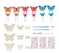SUPERFINDINGS 3 Pack Butterfly Wind Chime Kits Unfinished Wooden Wind Chime Kits DIY Wooden Butterfly Ornaments Wood DIY Arts and Crafts for Summer Party School Birthday Favors