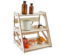 SUPERFINDINGS 3-Tier Retail Table Display Stand Wood Riser Display Rack Antique White Riser Shelves Tabletop Vendor Shelves Rack for Retail Table Counter Top Craft Farmers Market Figures Vendors