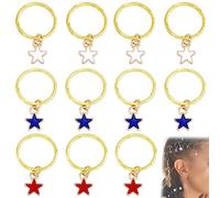 SUPERFINDINGS 30Pcs 3 Colors Braid Clips Star Dreadlock Accessories Hair Jewelry Independence Day Theme DIY Hair Accessories for Women
