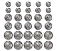 SUPERFINDINGS 30Pcs 3 Sizes Skull Design Alloy Buttons Antique Silver Skeleton Buttons 15mm 21mm 24.5mm Flat Round Alloy Shank Button with Hole for Crafts Sewing DIY Jackets Decorations