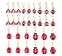 SUPERFINDINGS 30Pcs 5 Styles Ladybugs Clip on Charms Cute Bag Charm Zipper Pulls Alloy Enamel Insects Charm Ladybird Keyring Pendant Key Chain Decoration for DIY Bag Purse Wallet Handbags