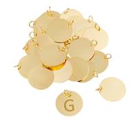 SUPERFINDINGS 30PCS Brass Blank Pendants, 20mm Golden, Flat Round, Stamping Blanks with Ring for Earring Bracelet Necklace Keychain DIY Pet Tags Making, Hole:4mm