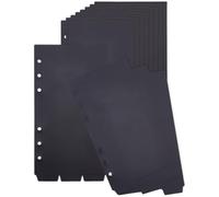 SUPERFINDINGS 30Pcs Plastic Binder Dividers A6 Index Divider with Tabs 3 Hole Round Ring Binder Sheet Protector 3 Tabs Black Planner Insets for Rings Binders Travel Diary Journal Personal Planner