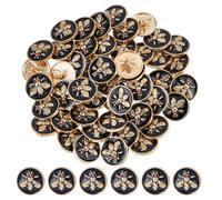 SUPERFINDINGS 32Pcs 0.7inch Enamel Bee Buttons Alloy Flat Round 3D Bee Buttons Metal Bee Round Button Vintage Black Bee Buttons for DIY Button Sewing Coat Uniform Suit Jacket