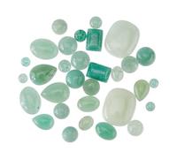 SUPERFINDINGS 32Pcs 12 Styles Natural Green Aventurine Cabochon Gemstone Half Round Dome Flatback Quartz Stone Teardrop Crystal Gemstone No Hole Stone for Jewelry Making DIY Craft Handmade