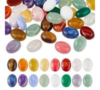SUPERFINDINGS 32Pcs 16 Styles 16x12mm Gemstone Cabochons Oval Flatback Natural Cabochon Natural Synthetic Stone Gems Quartz Chakra Crystal Stone Pieces for Earring
