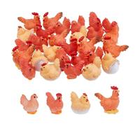 SUPERFINDINGS 32Pcs 4Styles Mini Chicken Figurines Resin 3D Hen Rooster Ornaments Chicken Cock Miniature Fairy Garden Decor Hen Micro Landscape Accessories