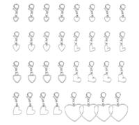 SUPERFINDINGS 32Pcs 8 Styles Heart Clip On Charm Alloy Love Pendants with Lobster Claw Clasps for Jewelry Keychain Making, Antique Silver Zipper Pull Replacement for Costume Bag