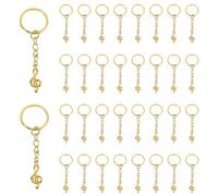 SUPERFINDINGS 34 Pcs Alloy Musical Note Keychains Metal Key Chain with Iron Findings Golden Small Music Charm Keyring for Teacher Student Graduation Gifts