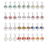 SUPERFINDINGS 36Pcs 12 Styles Tree of Life Gemstone Charms Platinum Mixed Stone Charms with Lobster Clasps Rose Quartz Gemstone Pendants for Jewelry Keychain Making