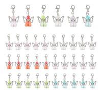 SUPERFINDINGS 36Pcs 6 Colors Angel Wing Charms Guardian Angel Charms Fairy Dangle Pendants Clip On Charms Colorful Glass Heart Beads Charms with Lobster Clasps for DIY Jewelry Making Crafts