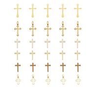 SUPERFINDINGS 36Pcs 6 Styles Small Cross Charms 18K Gold Plated Brass Cross Pendants Jesus Christ Cross Charms Pendants for Jewelry Making Crafting Findings Handmade Craft DIY,Hole: 1~3mm