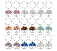 SUPERFINDINGS 36Pcs 9 Styles Tree of Life Keychain Natural Crystal Stones Handmade DIY Keychain Charm Pendant Gemstones Key Chain Charm for Handmade DIY Bag Charms Keyring