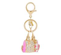 SUPERFINDINGS 3D Crystal Handbag keychain Pink Handbag Lobster Clasp Charms Cute Bag Charm Keyring Pouch Bag with Alloy Gold Keyring for Car Keyring DIY Decoration