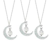 SUPERFINDINGS 3Pcs 3 Colors Moon Charm Necklaces Glow in The Dark Moon Necklace Half Crescent Pendant Necklace Luminous Series Moon Necklace Alloy Fluorescent Necklace for Women