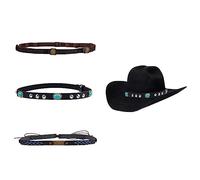 SUPERFINDINGS 3Pcs 3 Style Cowboy Hat Bands with Alloy Clasp Buckle Imitation Leather Southwestern Cowboy Hat Belt Classical Native Style Hatbands Hat Accessories