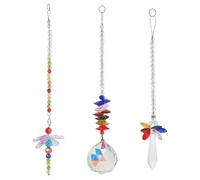 SUPERFINDINGS 3Pcs 3 Styles Hanging Crystals Suncatchers Clear Crystal Prism Ball with Dragonfly Chain Rainbow Maker Window Prisms Sun catcher for Home Office Garden Decoration