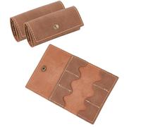 SUPERFINDINGS 3Pcs Leather Guitar Pick Holder Brown Guitar Pick Case Variety Pack Picks Case Pouch Bass Picks Bag 15.6x10cm Snap-Button Picks Card Sleeve Gift for Guitar Player Travel Storage