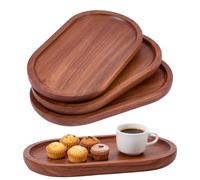SUPERFINDINGS 3Pcs Small Wooden Tray 19.2x10.6x1.6cm Bathroom Vanity Trays Oval Mini Wooden Platters Wooden Tray Salad Plates Suitable for Bathroom Kitchen Home Decor Kitchen Table Candle Holder