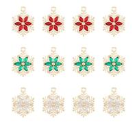 SUPERFINDINGS 3Styles 12Pcs Accessories Snowflake Crystal Pendant DIY Jewelry Necklaces Bracelets Making Finding Brass Crystal Snowflake Charms Christmas Color Handmade Rhinestone Keychain