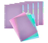 SUPERFINDINGS 4 Pack Binder Dividers 4 Part Folder Dividers A4 Plastic Blank Index Dividers Office Dividers Colorful Loose Leaf Binders Multipunched Index Page Tab Card for Planner Notebook 29x23cm