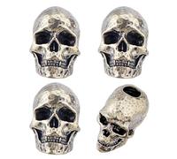 SUPERFINDINGS 4 Pcs Skull Bead Brass Skull Bead 13x19mm Large Hole 5.5mm Knife Lanyard Beads EDC Halloween Beads Skulls For Keychain Bracelet Accessories, Antique Silver