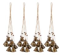 SUPERFINDINGS 4 Sets Vintage Bells with Jute Hanging Rope Witch Bells Protection Metallic Bell Wreath Handmade Hanging Magic Wind Chimes for Weddings Witchcraft Decor