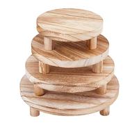 SUPERFINDINGS 4 Sizes Wooden Risers for Display Round Wooden Pedestal Stand 4 Tier Wood Racks Wheat Mini Tray Risers For Kitchen Counter Perfume Cupcake Decor,12.8/15.3/17.8/20.3cm