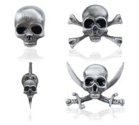 SUPERFINDINGS 4 Styles Gothic Skull Brooch Punk Halloween Skeleton Head Cross Sword Brooch Pin Skeleton and Dagger Badge Pin Alloy Skull Enamel Pins
