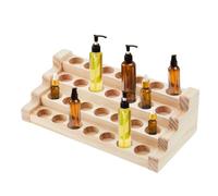 SUPERFINDINGS 4 Tier Wooden Essential Oil Display Stand 28 Slots Essential Oil Organizer Essential Oil Holder Stand 22mm Hole Essential Oils,22.5x10.8x7cm