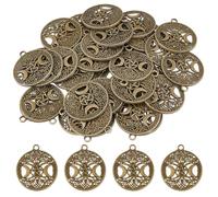 SUPERFINDINGS 40 Pcs Life of Tree Moon Charm Pendant Triple Moon Goddess Pendants Flat Round Vintage Tree Dangle Pendants for DIY Necklace Bracelet Earrings Crafts Jewelry Making,Antique Bronze