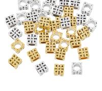 SUPERFINDINGS 40 Tibetan Style Alloy European Beads, Large Hole, Cube Chains, Antique Silver & Golden, Twisted Cross Chain, Labyrinth, Hole: 5mm
