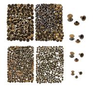 SUPERFINDINGS 400 Sets 4 Sizes 3/4/5/6mm Iron Rivets Double Cap Rivets Antique Bronze Semi-Tublar Collision Rivets Tubular Metal Rapid Rivet Studs for Leather Craft Clothes Shoes