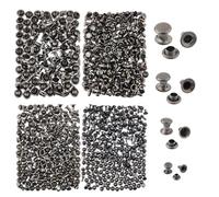 SUPERFINDINGS 400 Sets 4 Sizes 3/4/5/6mm Iron Rivets Double Cap Rivets Gunmetal Semi-Tublar Collision Rivets Tubular Metal Rapid Rivet Studs for Leather Craft Clothes Shoes Purse