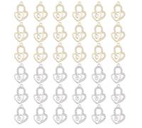 SUPERFINDINGS 40Pcs 2 Colors Heart Rhinestone Charms Alloy Heart Shape Heart Link Charms Shining Love Charm Pendants Valentines Day Charms Crystal Hollow Love Charms for Jewelry