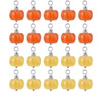 SUPERFINDINGS 40Pcs 2 Colors Pumpkin Charms Fall Autumn Charms Cute Resin Vegetable Pendants Thanksgiving Pendants Halloween Pumpkin Charm for Jewelry Making,Hole: 3mm