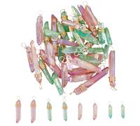 SUPERFINDINGS 40pcs 2 Colors Rainbow Quartz Pendant Electroplated Crystal Stone Pendants Copper Wire Wrapped Crystal Gemstone Healing Chakra Reiki Charm Bulk for Necklace Earring Jewelry Making