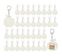 SUPERFINDINGS 40Pcs Apples Craft Color Keychains Unfinished DIY Coloring Fruit Keychain DIY Craft Wooden Blank Keychains for Sunday School Classroom Home Active Party Favors Gifts