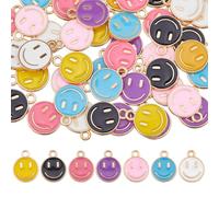 SUPERFINDINGS 42Pcs 7 Colors Smile Face Charms Pendants Alloy Enamel Charms with Smile 14.5x12mm Colorful Happy Face Enamel Pendant for DIY Jewelry Making,Hole: 1.5mm