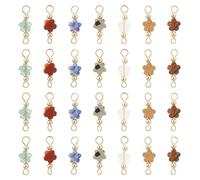 SUPERFINDINGS 42Pcs 7 Styles Plum Blossom Connectors Charm 19mm Blossoms Flower with Beads Connectors Natural Stone Pendants Flower Shape Stone Charms For DIY Earring