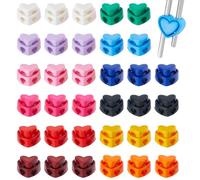 SUPERFINDINGS 44Pcs 11 Colors Heart Heart Knitting Needle Stoppers Plastic Cord Locks Colorful Knitting Needle Point Protector Adjustable Cord Stop Slider End Fastener for Drawstrings Crochet Supplies