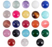 SUPERFINDINGS 46PCS Natural Gemstones Beads Cabochons 6mm Half Round Cabochon Stone 23 Color Flatback Healing Crystal Quartz Stone for Bracelet Necklace Jewelry Making
