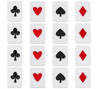SUPERFINDINGS 48Pcs 4 Style Playing Cards Patch Polyester Iron on/Sew on Poker Appliques Patches Red Black Heart Patches Card Suits Diamonds Spades Patch for Clothes Craft