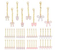 SUPERFINDINGS 48Pcs 8 Styles Bow Clip on Charms Bow Charms Cute Enamel Zipper Pull Pendants Docorative Bag Purse Charm with Lobster Clasp for Cheer Party Favor Keychain Bag, Length: 2.55"-2.68"