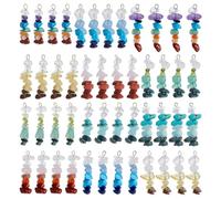 SUPERFINDINGS 48Pcs Gemstone Link Connector Rainbow-colored Natural Gemstone Pendant Connectors 12Styles Crystal Nuggets Mixed Stone 304 Stainless Steel Link Pendant Charms with Goldtone, Hole: 2mm