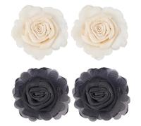 SUPERFINDINGS 4Pcs 2 Colors Flower Shoes Clips Chiffon Floral Shoe Embellishments Removable Artificial High Heels Charms 3D Rose Decorative Buckle for Wedding Pointed Toe Pumps