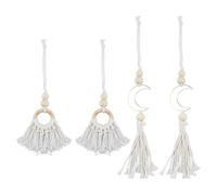 SUPERFINDINGS 4Pcs 2 Styles Boho Wall Decor Macrame Wall Hanging Bohemian Tassels Decorations Bohemian Decor Wall Aesthetic for Living Room Apartment Cafe